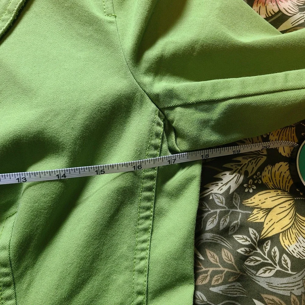 VTG Y2K J Crew Single Button Blazer Women S Cotton Twill Lime Green 3/4 Sleeve